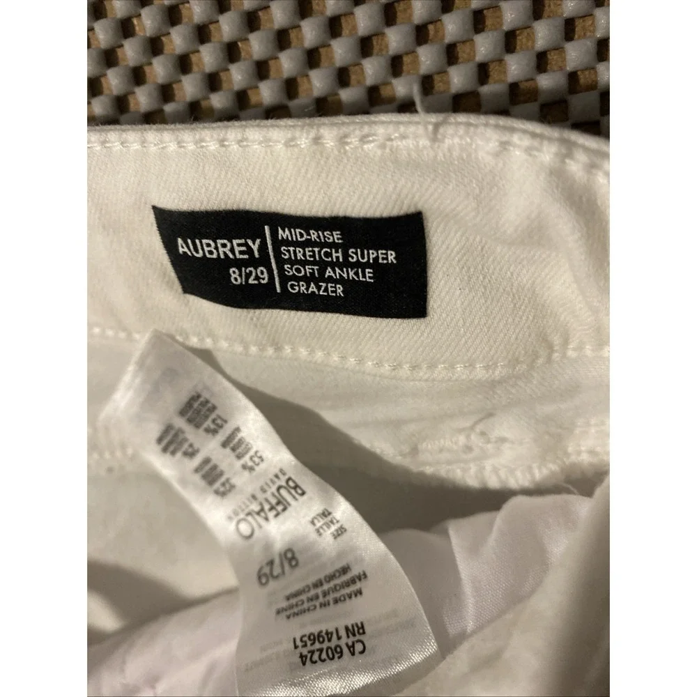 Buffalo David Bitton Jeans Womens 8 White Daily Mid Rise Skinny Ankle Preppy‎